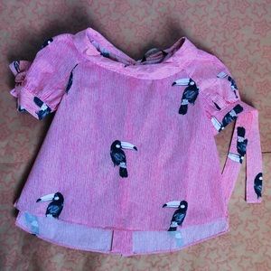 Zara Basic Collect Womens Toucan graphic Top